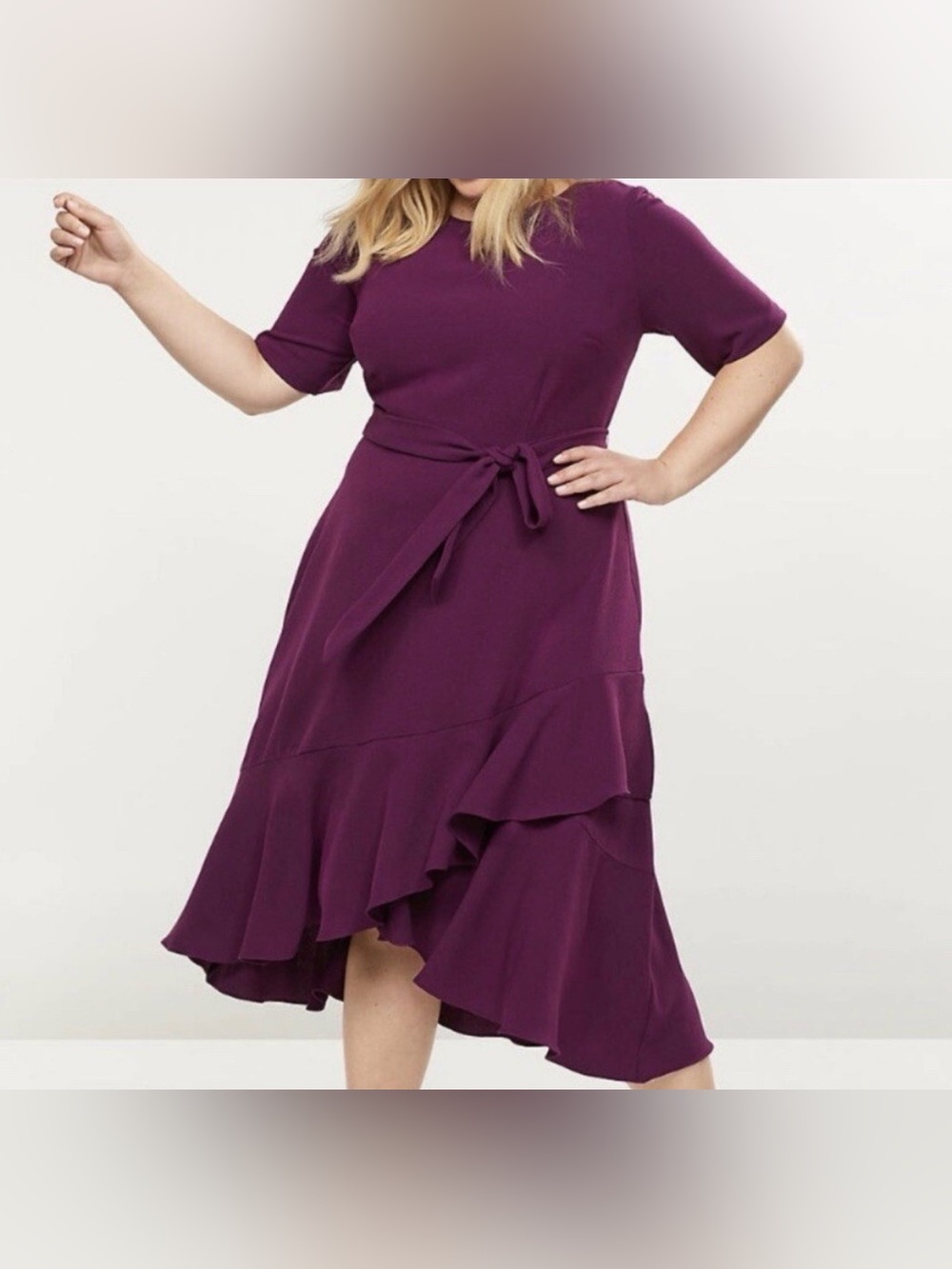 NWT Lane Bryant Midi Dress Fit & Flare Ruffle Elegant Wedding Guest Chic Sz 22